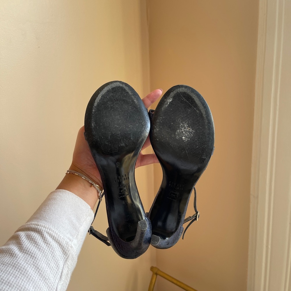 Stuart Weitzman Nudist Dark Blue Strappy Heels - Picture 4 of 4